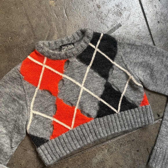 Jean Paul Gaultier Insane Vintage Cropped Wool Cutout Sweater RARE - Picture 9 of 10